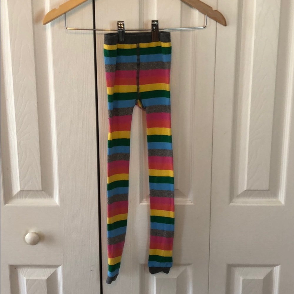 Rainbow striped footless tights Hanna Anderson